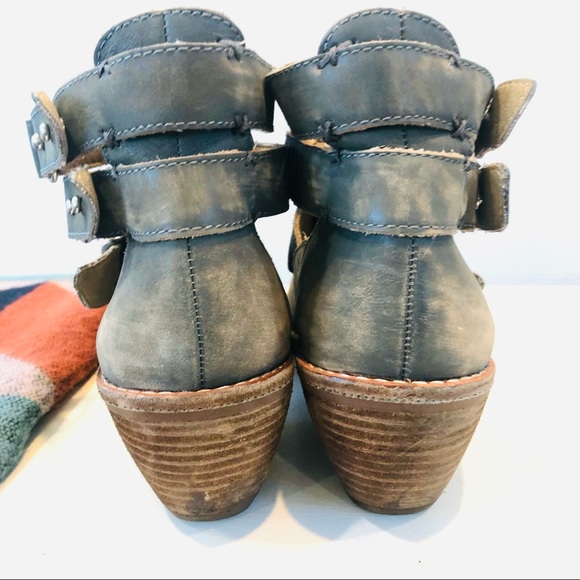 Anthropologie Latigo Potion Distressed Leather Ankle Boots Booties 7.5 Gray. - Picture 8 of 16